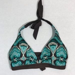 Athleta Blue Aztec Print Triangle Bikini Top